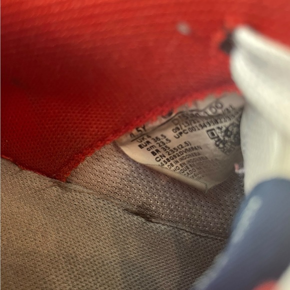 Nike Air Force 1 low: White and Red Sneakers with Grey Accents size 4.5 - Picture 6 of 7